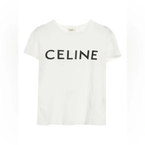 Celine Logo Cotton Tee - Picture 1 of 9